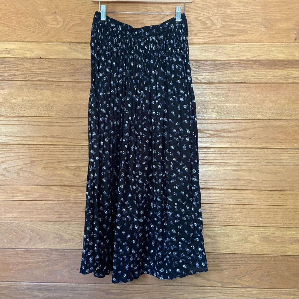 Vintage 90s New Direction ditsy floral cotton navy maxi skirt - Picture 3 of 4